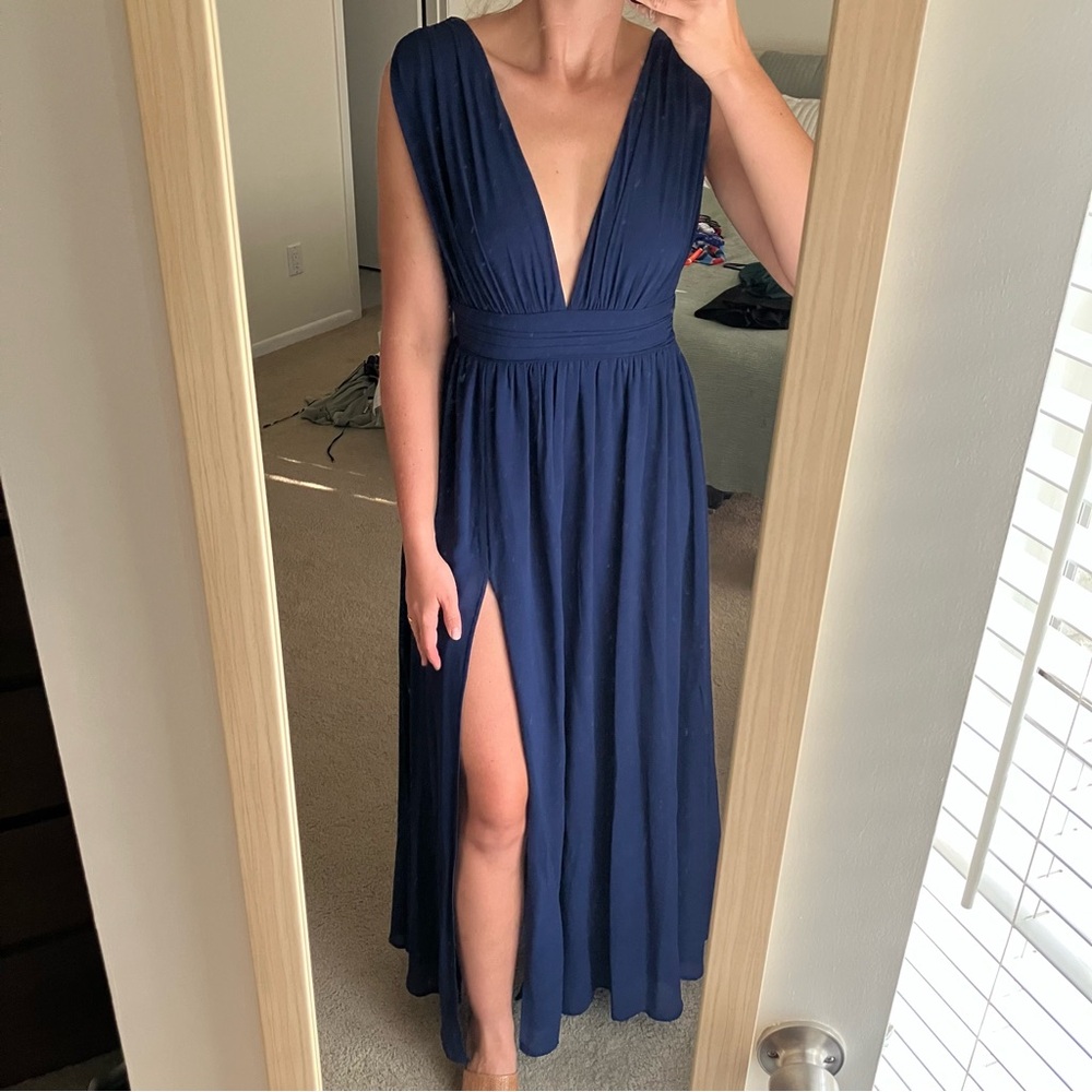 Lulus Heavenly Hues Navy Blue Maxi Dress - Size Medium